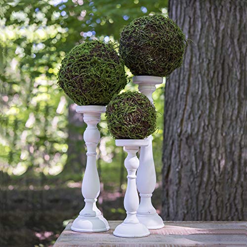 Shabby Chic Spindle Candle Holder Set White