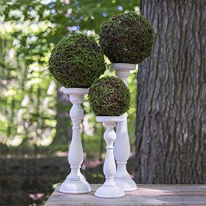 Shabby Chic Spindle Candle Holder Set White