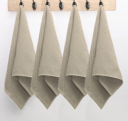 COTTON CRAFT Amazing Kitchen Towels - 8 Pack 100% Cotton Waffle Terry Towel | Beige - 16x28 inch Euro Café Waffle Weave Dish Towels - Soft Absorbent Quick Dry Low Lint Reusable Pantry Bar Cleaning Cloth - color: Beige, size: 8 Pack