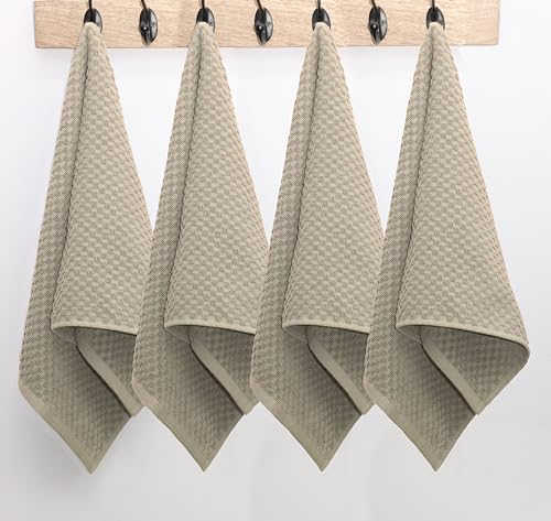 COTTON CRAFT Amazing Kitchen Towel - 12 Pack 100% Cotton Waffle Terry Towel | Beige - 16x28 inch Euro Café Waffle Weave Dish Towels - Soft Absorbent Quick Dry Low Lint Reusable Pantry Bar Cleaning Cloth - color: Beige, size: 12 Pack