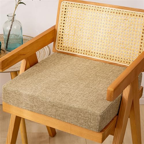 Reyox Recliner Cushion for Armchair 2" Thick Khaki 16" x 16" | Removable Cotton Linen Cover, Non Slip Square Chair Cushion, Thicken Foam Chair Pads for Long Sitting - color: 2" Thick Khaki, size: 16" x 16"