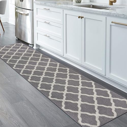 SHACOS Washable Kitchen Runner Rug 2'x8', Dirt Trapping Entryway Rug Runners, Non Slip Rubber Backing Hallway Carpet Runners Floor Mats, Light Gray - color: Light Gray, size: 2' x 8'