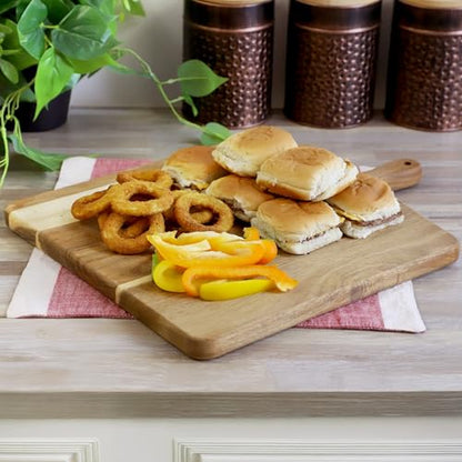 Elama 13 Inch Square with Handle Thick Acacia Wood Butcher Block – Heavy-Duty Cutting and Serving Board for Meat, Cheese, and Vegetables (13 Inch Square with Handle) - color: 13 Inch Square with Handle, size: 15.5"L x 12"W