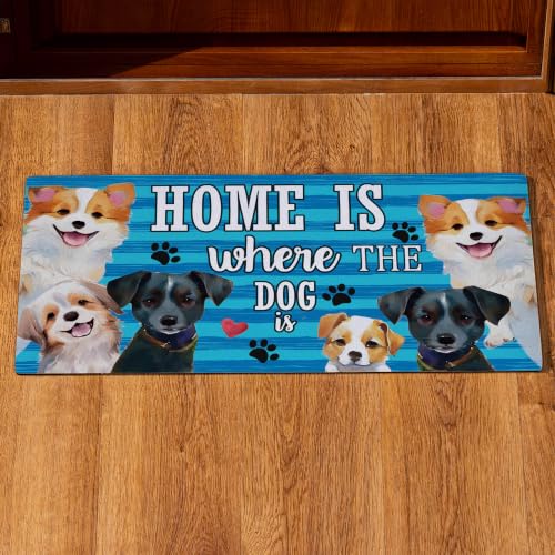 Evergreen Home is Where The Dog is Sassafras Switch Mat, 22" x 10" Doormat Inserts, Front Door Mat for Outdoor Entrance Indoor Entryway, Non-Slip Backing Rug for Kitchen Laundry Room - color: Home is Where the Dog is