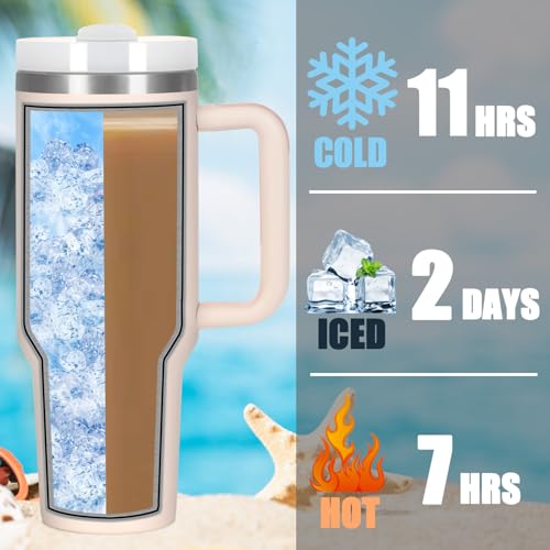 4 Pack 40 Oz Tumbler with Handle Bulk, Double Wall Vacuum Insulated Stainless Steel Tumbler with Lid and Straw, 40 oz cup with Silicone Spill Proof Stopper Set (Rose Quartz) - color: Rose Quartz