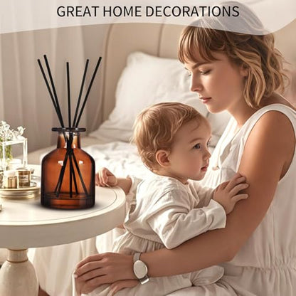 4 Pack Perfume Reed Diffuser Bottle,Empty Big Belly Aromatherapy Essential Oil Bottles Glass Jar with Black Sticks for DIY Fragrance Replacement Diffuser Sets (150ml/ 5 oz, Dark Brown Color) - color: Dark Brown( 5 Oz )