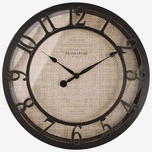 10" Farmhouse Series Wall Clock | Cottage Style, Faux Burlap Design, Silent no Ticking, For Living Room, Dining Room, and Bedroom, Oil Rubbed Bronze Finish - color: Oil Rubbed Antique Bronze, size: 10 inch