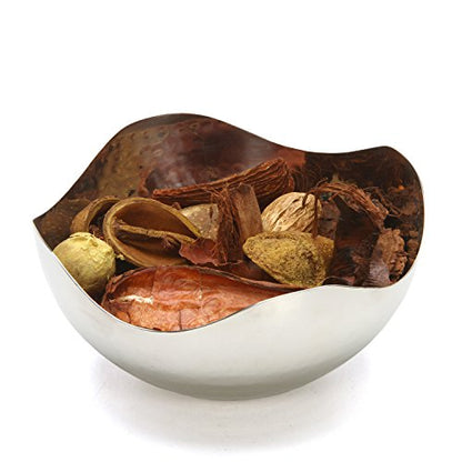 Hosley 10" Long Silver Finish Metal Bowl Modern Elegance for Serving and Decor Contemporary Accent for Stylish Homes Sophisticated - size: 10" Long x 1 count