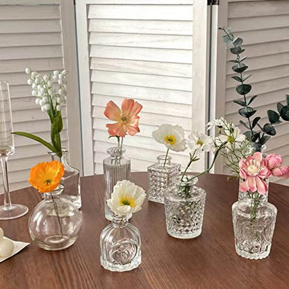 SOUJOY Set of 12 Small Glass Ball Bud Vase, Unique Mini Low Sitting Flower Vase, Clear Floral Centerpieces for Home Decor, Weddings, Floral Arrangements, Events, Parties