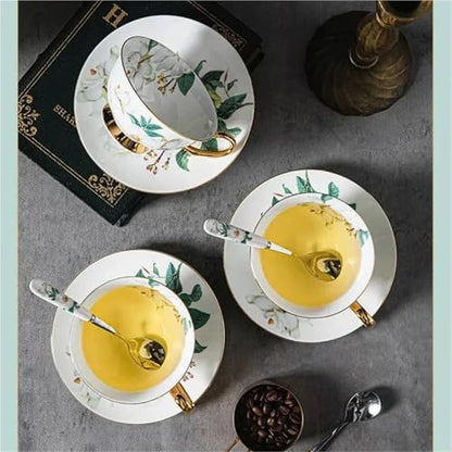 Strictly Bone China Coffee Cup and Saucer Set Ceramic British Afternoon Tea - color: B