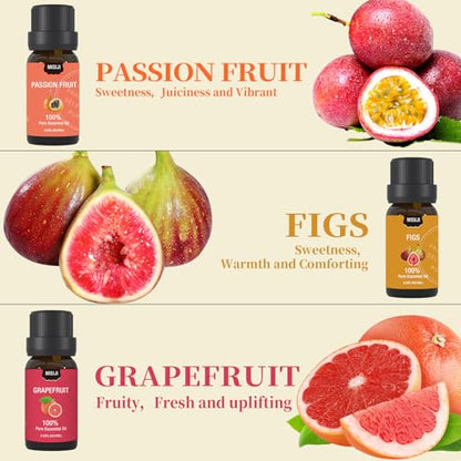Fruity Essential Oils for Diffuser for Home,Diffuser Oils for Candle Making, Laundry,Humidifier,Aromatherapy Oils Scents,6 * 10ML - color: Black