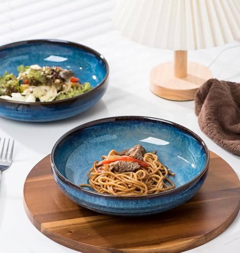 Set of 4-Serving bowls- Stackable Serving Bowls Sets for Pasta, 8.5 IN | Perfect for Housewarming, -Royal Blue (Royal Blue, 8.5 IN)