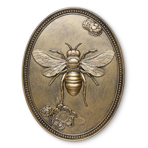 Newinhome Vintage Bee Wall Sculpture, Antique Wall Decor, Hanging Decoration with Embossed Bee Design, Vintage Decoration for Living Room, Bedroom and Hallway, Housewarming Gift - color: Gold Bee