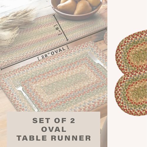 Homespice Azalea Jute Braided Table Runner, Oval 8x28 Set of 2 | Multicolor Table Runner for Dining Table, Reversible, Rich Colors, Durable and Easy to Clean - color: Cider Barn