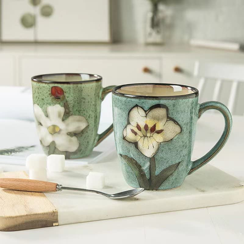 Ceramics 12oz Coffee mugs,Coffee cups,Tea mugs,Kiln Glazing Process,Microwave and Dishwasher Safe, Perfect For Tea, Espresso, Latte - Porcelain Mugs for Kitchen or Cafe (Red+Blue+Green+Pink)