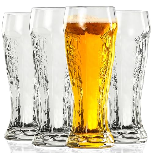 MICHELY Beer Glasses Set of 4,Quality Glass Mugs with Elegant Design for Various Occasions - color: Beer Glasses, size: 4 Count