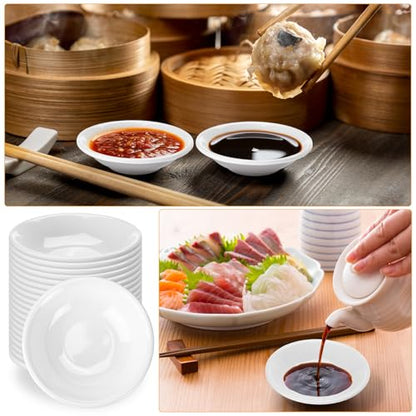 50 Pcs Soy Sauce Dish 1.2 oz White Dipping Bowls Bulk, Resin | 1.2 oz Dishes for Sushi Ketchup Vinegar, Asian Condiment Set for BBQ Dip, Restaurant Bulk Appetizer Party Serving Bowls - style: Resin