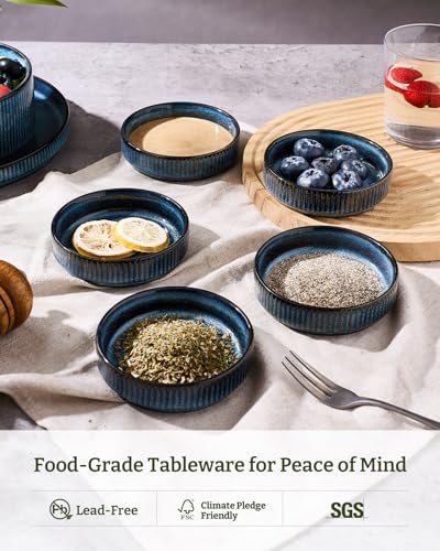 famiware Ceramic Soy Sauce Dish, 4oz Dipping Bowls Set of 6, Nebulas Blue | Individual Dip Sauce Cups/Dishes/Plates, Small Serving Bowls for Side Dishes, Condiments, Sushi, Appetizers, Reactive Glaze - color: Nebulas Blue, size: 6pcs