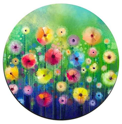 Watercolor FlowersRound Coaster Set - Made of Recycled Rubber - Set of 4 - color: Watercolor Flowers