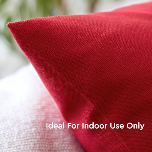 Encasa XO Throw Pillow Covers, Cotton, No Inserts 12"x12" Deep Red | Durable Cotton Canvas | Concealed Invisible Zipper | Ideal for DIY & Embroidery | Living Room & Couch | Set of 2 - color: Deep Red, size: 12" x 12" (Pack of 2)