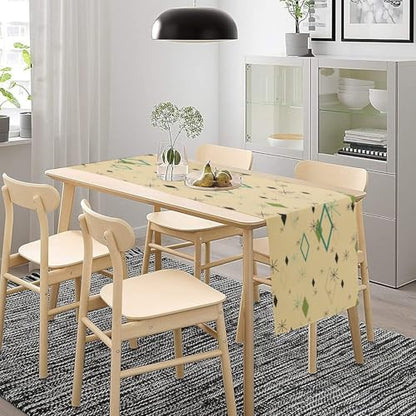 1950s Mid Century Table Runner, Modern Atomic Pattern Absctract Geometric Retro Dinner Runner for Home Kitchen Dining 13x36in - color: Mid Century-1, size: 13x36in