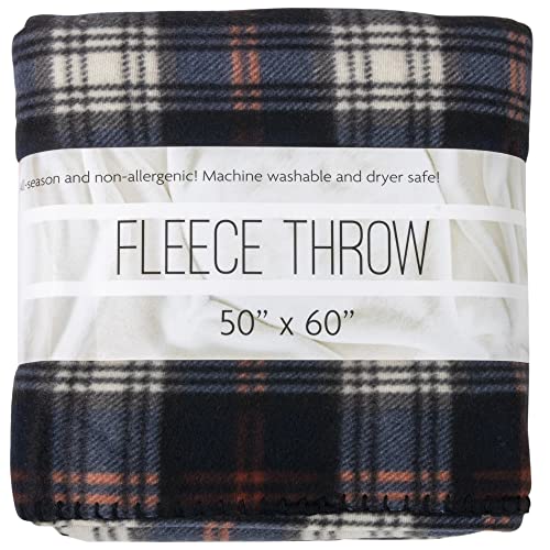 Trail maker 50x60 Throw Blankets, Plaid Fleece Throw Blankets for Bedroom, Couch, Livingroom, Chair, Pets, Outdoors - color: Black