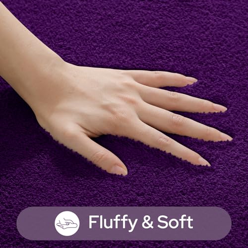 HOMEIDEAS Upgraded Bathroom Rugs Set 3 Piece, Ultra Soft Memory Foam Bath Mats, Super Absorbent Non Slip Washable U-Shaped Toilet Bath Rug (Purple, 17"x24"+20"x32"+U-Shaped 20"x24") - color: Purple