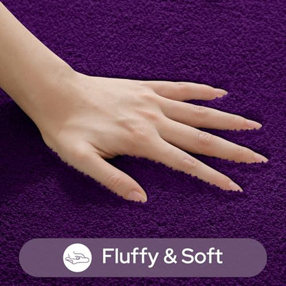 HOMEIDEAS Upgraded Bathroom Rugs Set 3 Piece, Ultra Soft Memory Foam Bath Mats, Super Absorbent Non Slip Washable U-Shaped Toilet Bath Rug (Purple, 17"x24"+20"x32"+U-Shaped 20"x24") - color: Purple