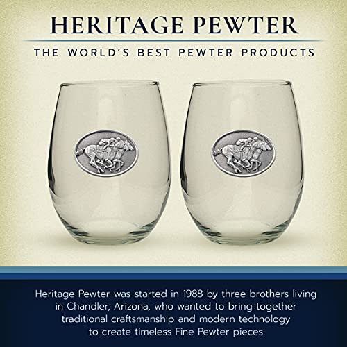 Heritage Pewter By a Nose Stemless Glass Goblets – Set of 2 | 15 OZ Goblet Wine Glasses | Expertly Crafted Pewter Glass - style: By a Nose