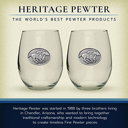 Heritage Pewter By a Nose Stemless Glass Goblets – Set of 2 | 15 OZ Goblet Wine Glasses | Expertly Crafted Pewter Glass - style: By a Nose