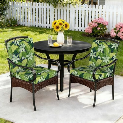 DYTXIII Outdoor Midback Chair Cushions Set of 2-20"x17" Water Repellent & Fade-Resistant Patio Seat Cushions with High-Resiliency Foam, Non-Slip Ties for Dining, Balcony Furniture-Jungle Leaves - color: Jungle Leaves