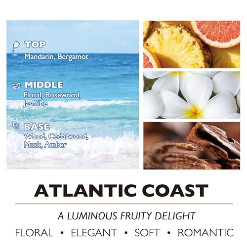 HomeLights Scented Candle | Large Jar Candle - 33.3 Oz. Natural Soy Aromatherapy Candles | Up to 130 Hours Burn Time with 3 Cotton Wicks,Home Decorative Fragrance Candles Gift - Atlantic Coast - color: Atlantic Coast
