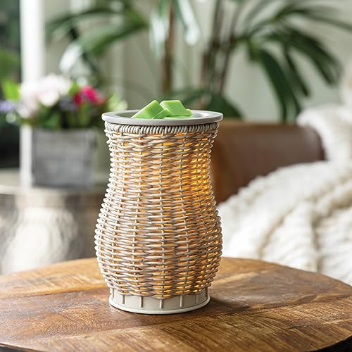 Candle Warmers ETC. Illumination Fragrance Warmer- Light-Up Warmer for Warming Scented Candle Wax Melts and Tarts or to Freshen Room, Graywash Wicker - size: Graywash Wicker