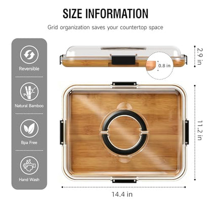 Portable Charcuterie Boards with Lid, Cheese, Veggie & Snack Tray | Clear Lid Keeps Food Fresh, Travel Portable Board for Kitchen, Picnic and Party, House Warming Gifts New Home - color: 1 Compartment Carbonized Black
