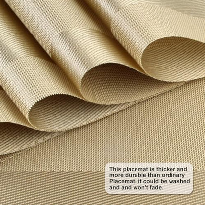DACHUI Placemats Set of 8, Stylish Woven Place Mats, Washable & Durable - color: Gold, size: 8PCS