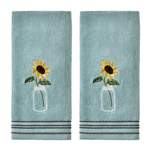 SKL Home by Saturday Knight Ltd. Sunflower in Jar Hand Towel (2-Pack), Aqua - color: Sunflower in Jar, Aqua