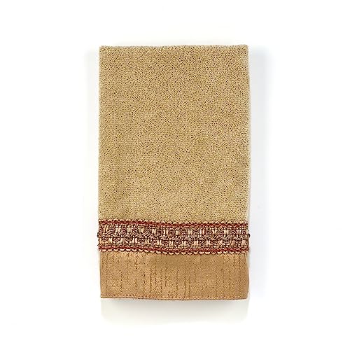 Avanti Linens - Fingertip Towel, Soft & Absorbent Cotton Towel (Braided Medallion Collection) - color: Rattan, size: Fingertip Towel