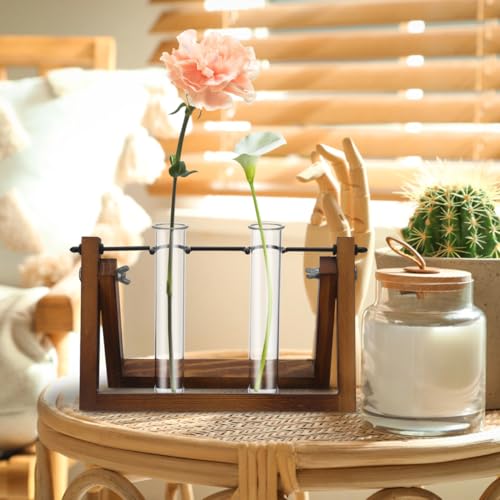 Veemoon 4pcs Plant Propagation Glass Tubes Clear Plants Test Tubes Tiny Hydroponic Planter Vase Decorative Table Terrarium Propagation Station Accessory for Home Office Garden Hydroponic Cuttings