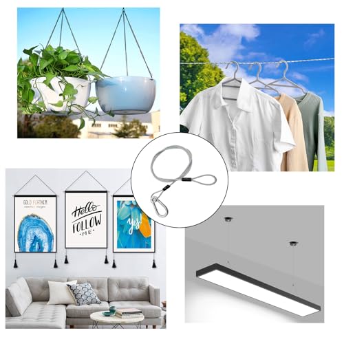 3 Pcs Bird Feeder Hanger for Tree, 40 Inch Hanging Steel Cable with Carabiner Hook, Flexible Stainless Steel Hanging Cables Chain Wire for Bird Feeders, Planters, Baskets, Decorations