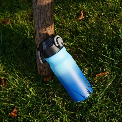 BJPKPK 18 oz Water Bottle with Straw & Handle, Insulated Stainless Flask | Leak Proof Locking Lid, Thermal, Double Wall Vacuum, Keeps Hot/Cold, BPA Free, Dishwasher Safe, Travel & Sports, Ocean Dream - color: A-Ocean Dream, size: 18 Ounces