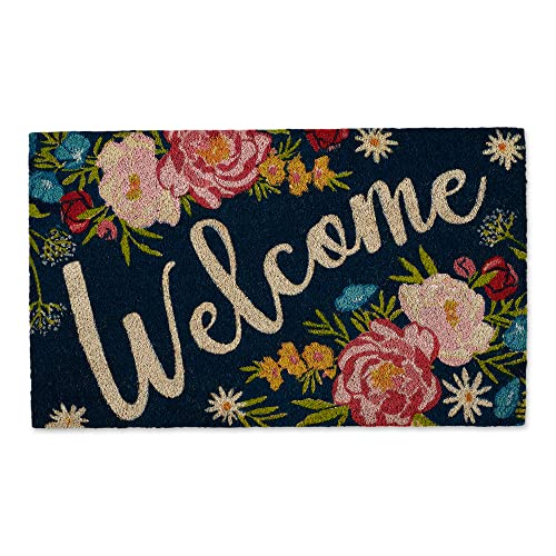 DII Natural Coir Doormat Outdoor Welcome Mat, 17x29, Roses - color: Roses
