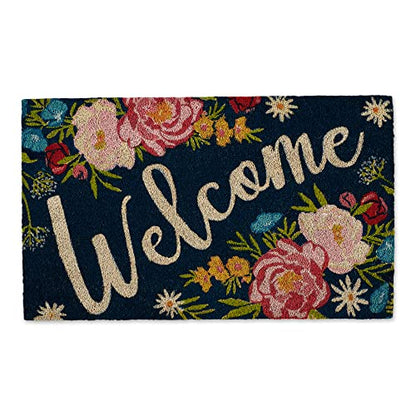 DII Natural Coir Doormat Outdoor Welcome Mat, 17x29, Roses - color: Roses