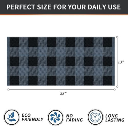Homaxy 100% Cotton Plaid 6 Pack Kitchen Towels, 13" x 28", Black & Grey | Waffle Weave, Plaid, Super Soft and Absorbent Dish Towels, Quick Drying, Multi-Purpose - color: Black & Grey, size: 13 x 28 - 6 Pack