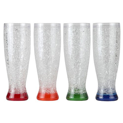 Lily's Home Freezer Beer Mugs, Set of 4-16 oz Double Wall Insulated with Liquid Gel, Frosty Chiller Cups, Break-Resistant Acrylic Freezable Glasses for Home Bar, Pool Parties, BBQ & Outdoor Gifts - style: Waisted design(16oz)
