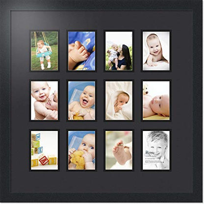 ArtToFrames Collage Photo Frame Double Mat with 12-3.5x5 Openings with Satin Black Frame and Black mat. - color: Black, size: 12 - 3.5x5