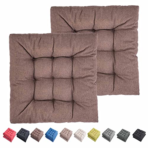 Outdoor Indoor Chair Cushions 20"x20" - Patio Furniture Cushion Set of 2 Comfortable Non-Slip Seat Pads Cover for Wicker Adirondack Deck Rocking Metal Chairs Universal Fit (2, Dark Brown) - color: Dark Brown