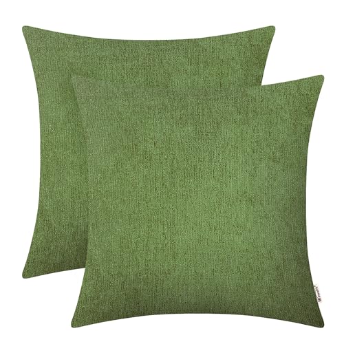 BRAWARM Throw Pillow Covers 16x16 Inches - Forest Green Chenille Pillow Covers Pack of 2, Solid Dyed Soft Chenille Pillow Cases for Couch Sofa Bed Home Decoration - color: Forest Green, size: 16" x 16" (Pack of 2)