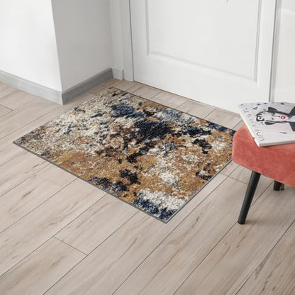 Keen Home Design Abstract Non-Shedding Entryway Rug, Soft Thick Pile, 2x3 | Polypropylene High Pile, Jute Back; Ideal For Bedside, Entryway, Home Office, Nursery - color: Skies Multi, size: 2' x 3' (Rectangular)