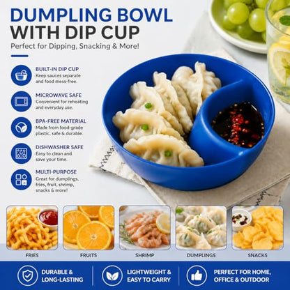 6 Colors Divided Snack Bowls, Anti Soggy Chip Dip Serving Dishes, Stackable Plastic Bowls, Microwave & Dishwasher Safe, Ideal for Home Party, Salad, Nuts, Salsa - color: Blue