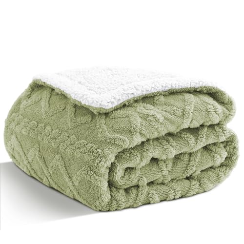 Sherpa Throw Blanket for Couch, and Bed, Queen 90"x90", Green | Soft Reversible Fleece Throw Blanket for Family, Friends, Thick & Breathable for All-Season Use, and Holiday Gift - color: Green, size: Queen(90"x90")